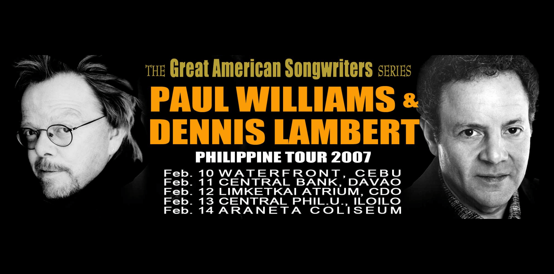 PAUL WILLIAMS AND DENNIS LAMBERT IN THE GREAT AMERICAN SONGWRITER SERIES PHILIPPINE TOUR